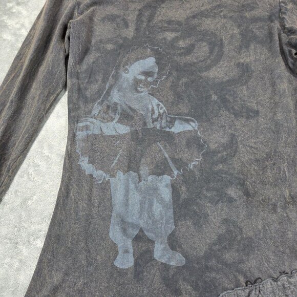 Coco Mezon Top Womens Medium Gray Tiered Ruffle Tunic Fairy Grunge Whimsigoth - Picture 6 of 10